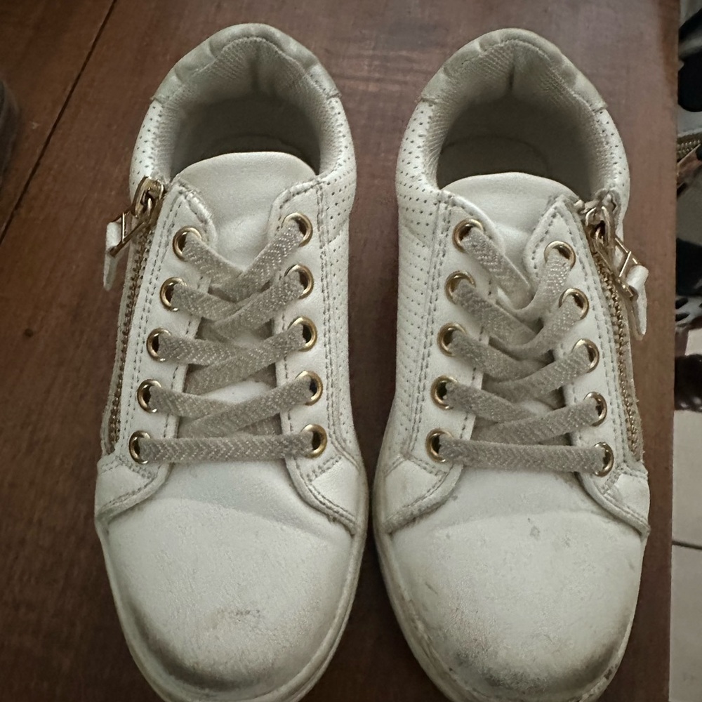 JustFab White Sneakers with Gold Details